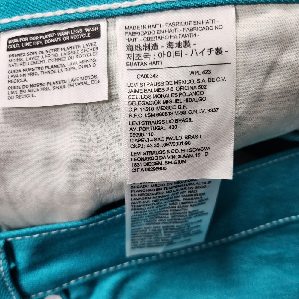 NWT Levi's 501 STF Jeans 42x32 Regular Straight Raw Coral Blue Denim Button Fly - Picture 6 of 12